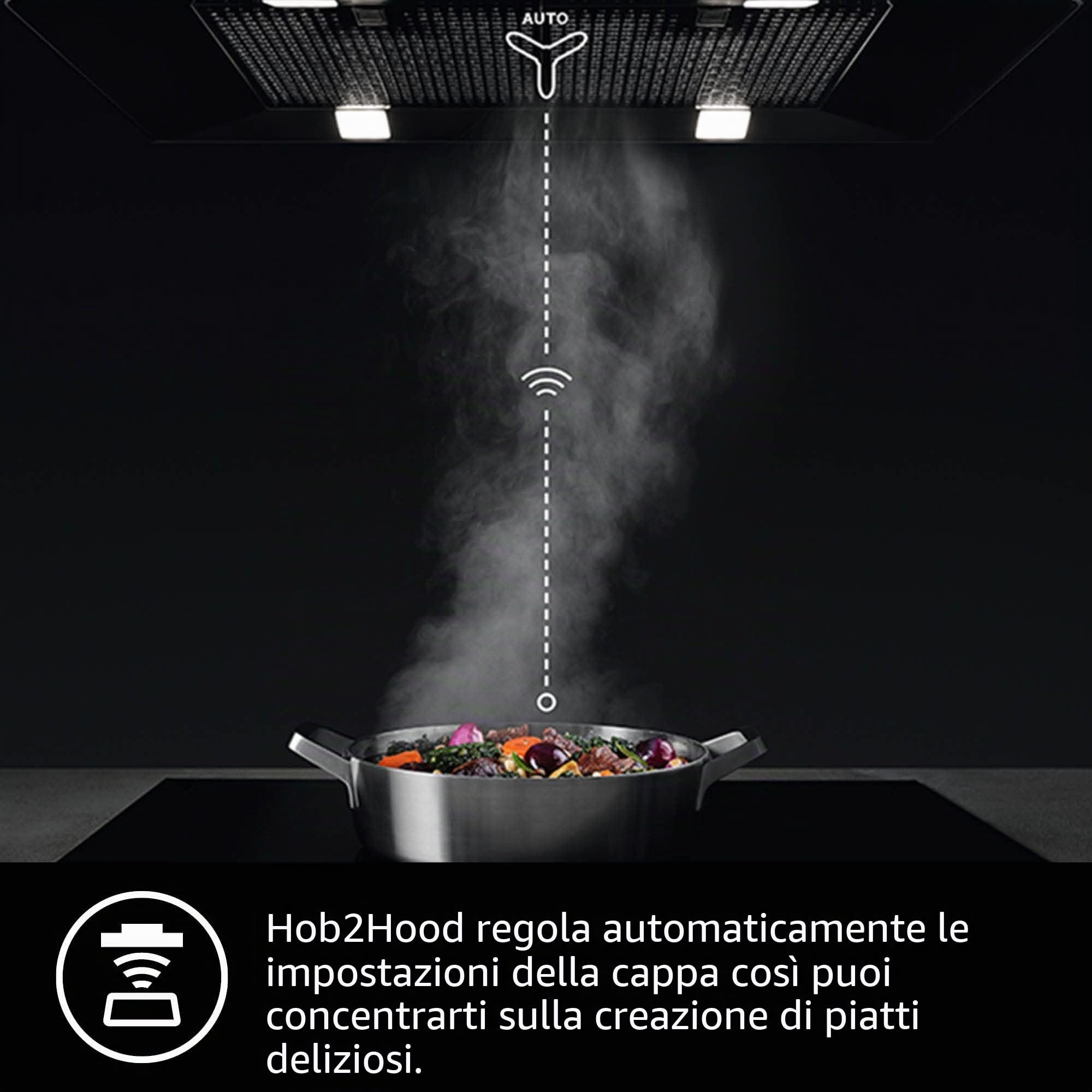 AEG IKE64441XB - Piano cottura autosufficiente, a induzione, serie 6000 con bridge, Hob²Hood con funzione Slider, 60 cm, telaio in acciaio inox, 4 zone di cottura, funzione bridge, funzione di
