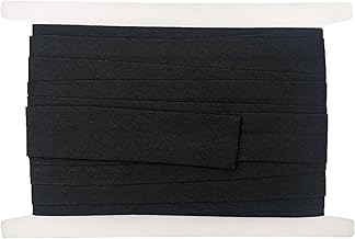 RUNFENG Wool Weft Bias Binding Made of Cotton, Factory Folded Cotton Tape, Webbing with Herringbone Stitch for DIY, Craft, Sewing, Knitting, Edging Tape, Plain Folded, 5 m x 20 mm, Easy to Sew, Black