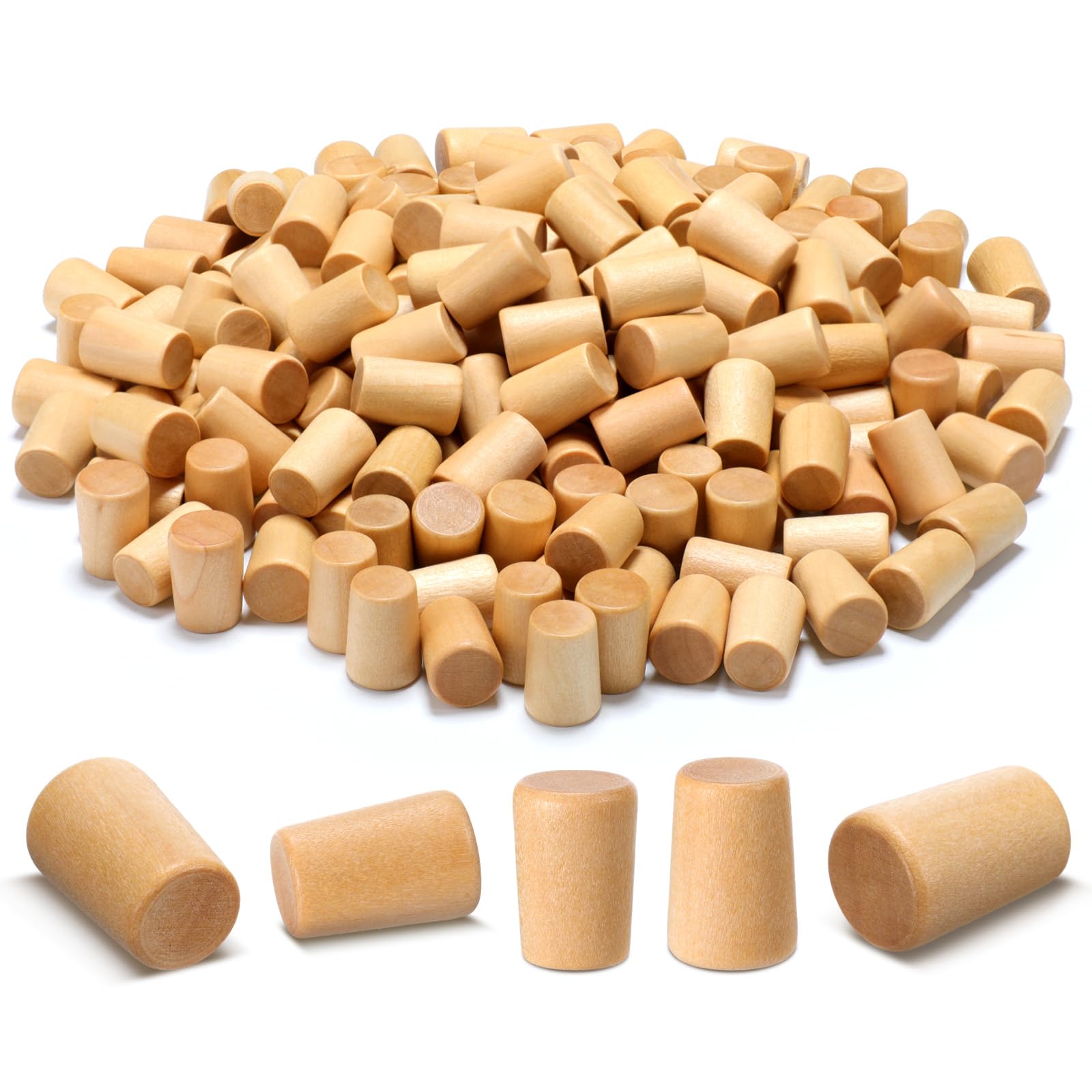 DoubleFill 200 Pcs Carpenter Bee Corks Bulk Soft Wood Corks Carpenter Bee Hole Plugs Tapered Cork for Furniture Easy Fit Repair Holes Porches from