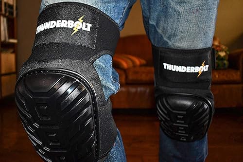 Miniatura 46 de Rodilleras Thunderbolt de trabajo, para construcción, colocación de pisos, limpieza de jardines, doble cojín de espuma de gel y correas Naranja