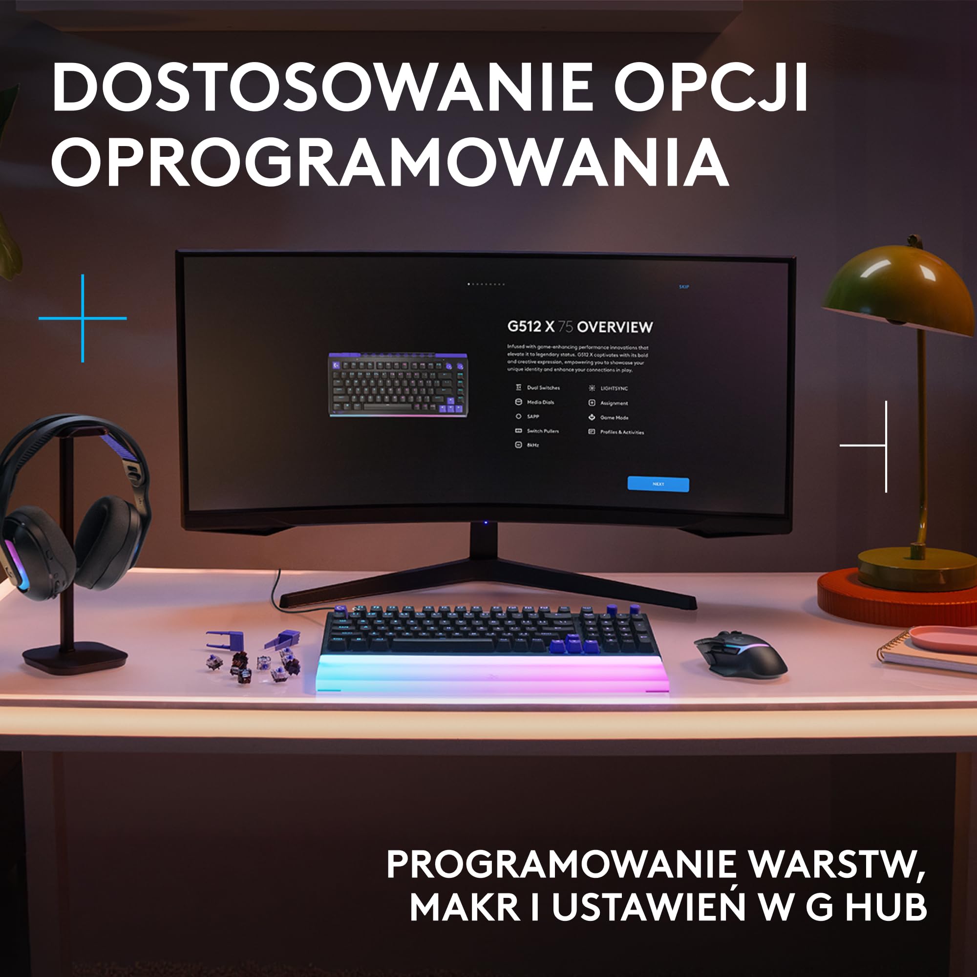 Logitech G G512 X 98 DUAL SWAP, analogowa/mechaniczna klawiatura do gier z wymiennymi czujnikami TMR, częstotliwość odświeżania 8K, SZYBKIE WYZWALANIE, LIGHTSYNC RGB, PC, Mac, US INT'L QWERTY - Czarny