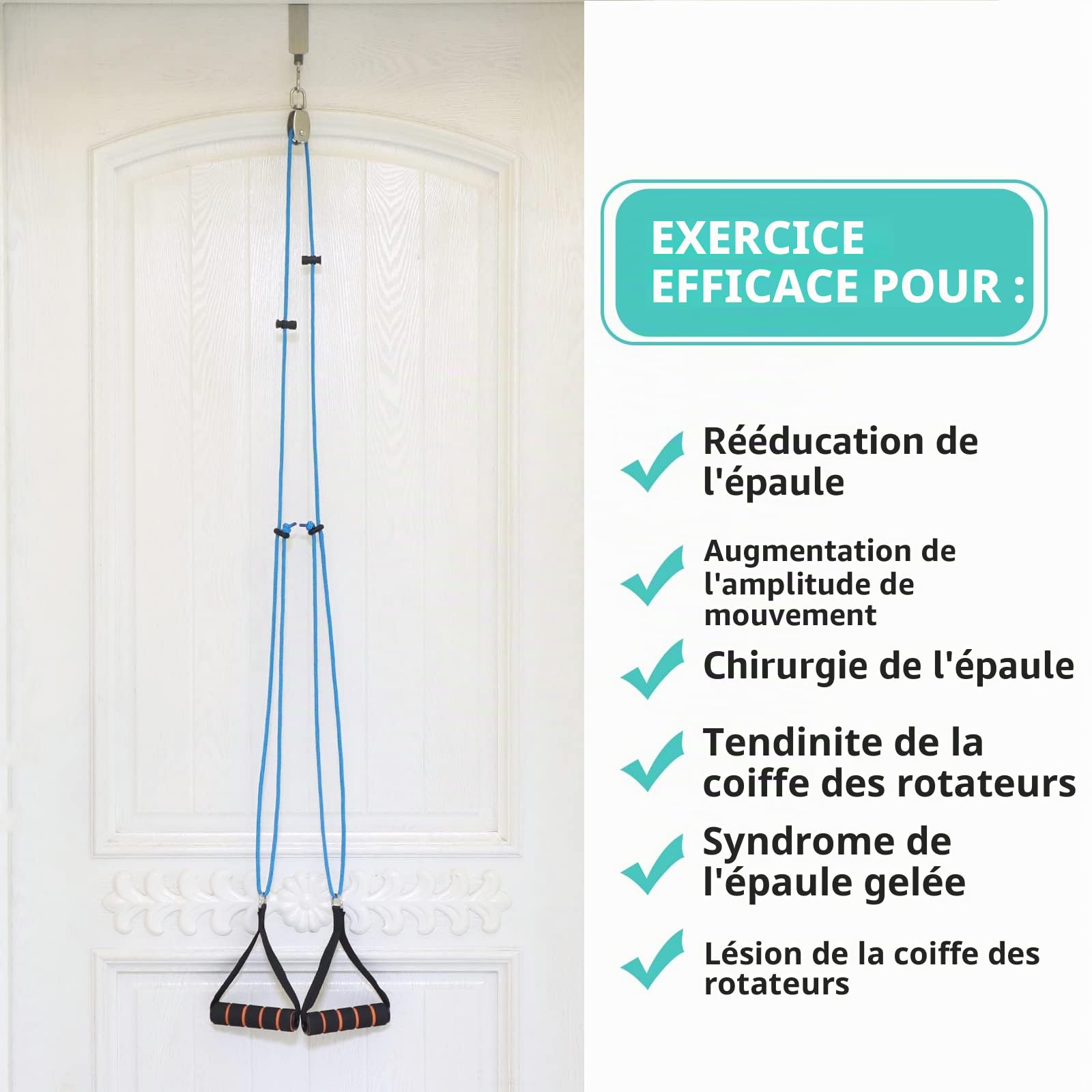 Fanwer Poulie d'épaule - Poulies multi-usages pour la rééducation des épaules au-dessus de la porte