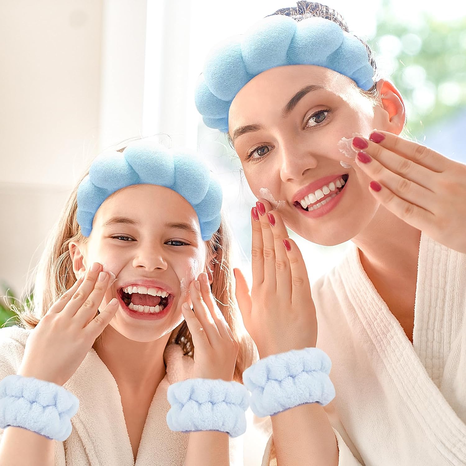 Amarte Headbands Makeup Cosmetic Facial Shower Spa 6-Piece Spa Headband and Wristband Set for Women  main image 4