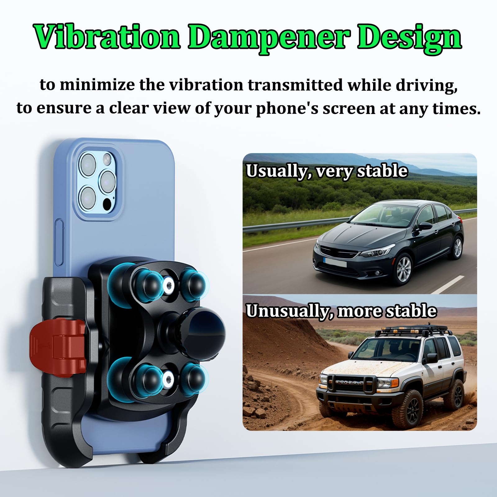 LOKTENWO Handyhalterung mit Vibrationsdämpfer und Twist-Lock-Saugnapf-Basis, [Kamerafreundlich] [1s Lock & Release] mit mittelgroßem Metallarm für Fahrzeug-Windschutzscheiben, passend für Smartphones