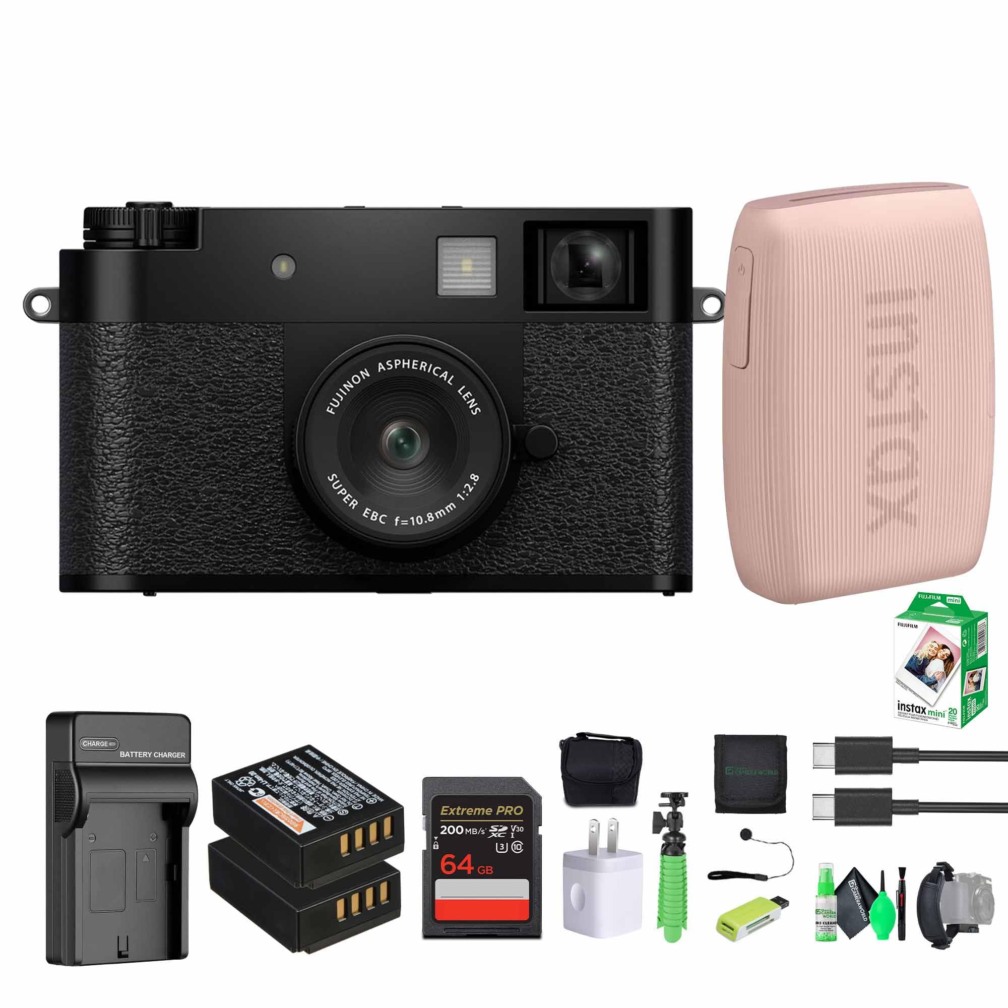 FUJIFILM X Half Point & Shoot Camera (Black) & Studio Bundle