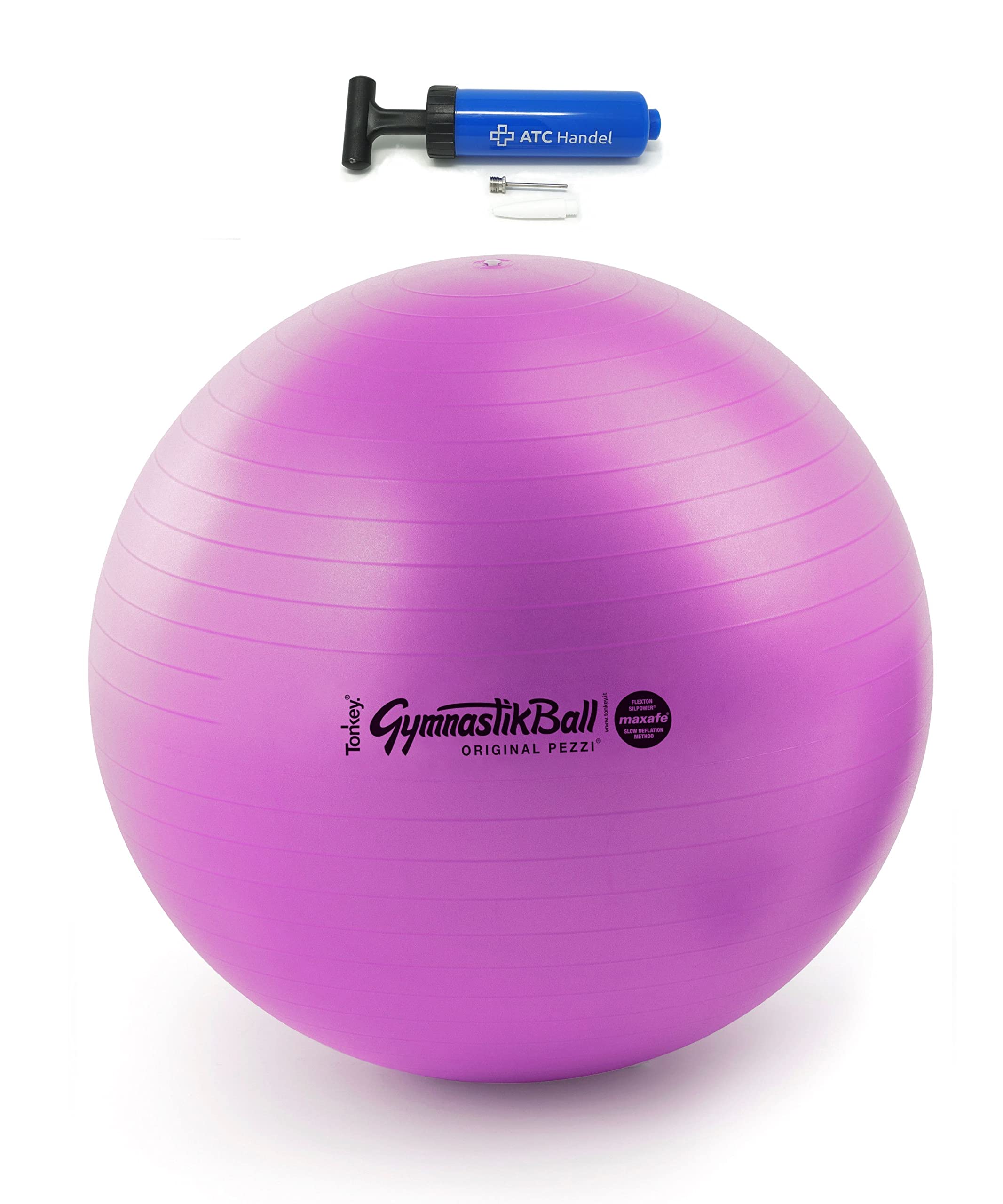 Pezzi Maxafe - Pelota de gimnasia (42, 53, 65 y 75 cm de diámetro, incluye bomba ATC, soporta hasta 400 kg, para fitness, rehabilitación, terapia, gimnasia y como pelota de asiento para oficina, 53