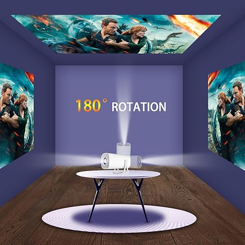 Miniatura 7 de Mini proyector con WiFi y Bluetooth, proyector inteligente portátil con rotación de 180, proyector de película pequeña 4K 1080P Full HD, compatible