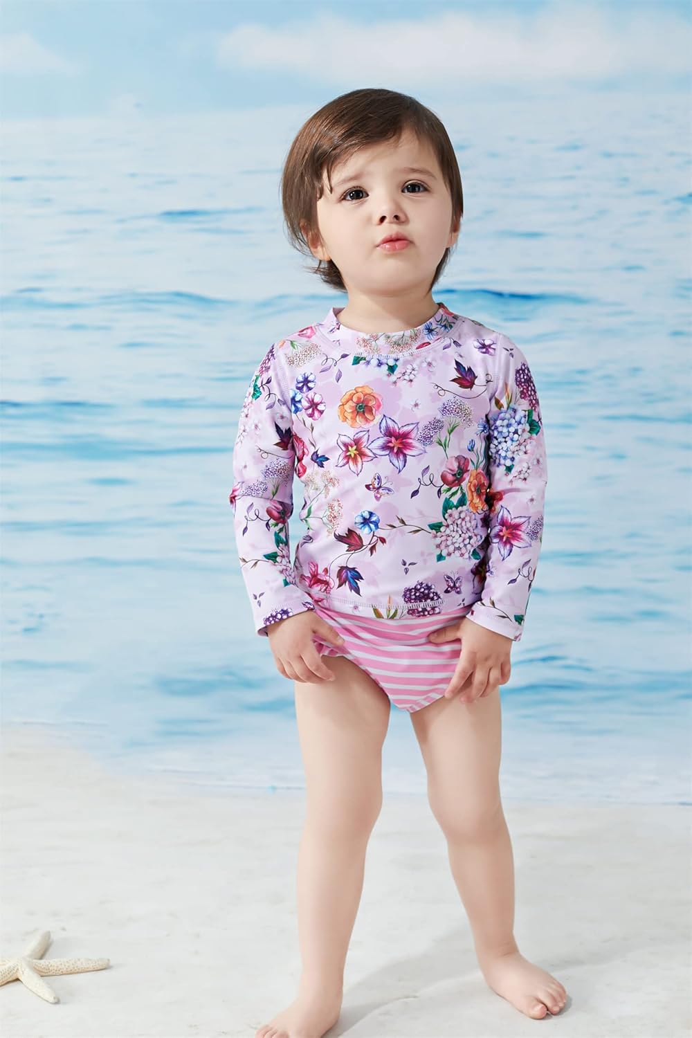 UMELOK Toddler and Little Girls Rash Guard Sets with Bikini Bottoms Swimwear 5T Pink, Hydrangea image 3 of 5 B0BHPPT6FP