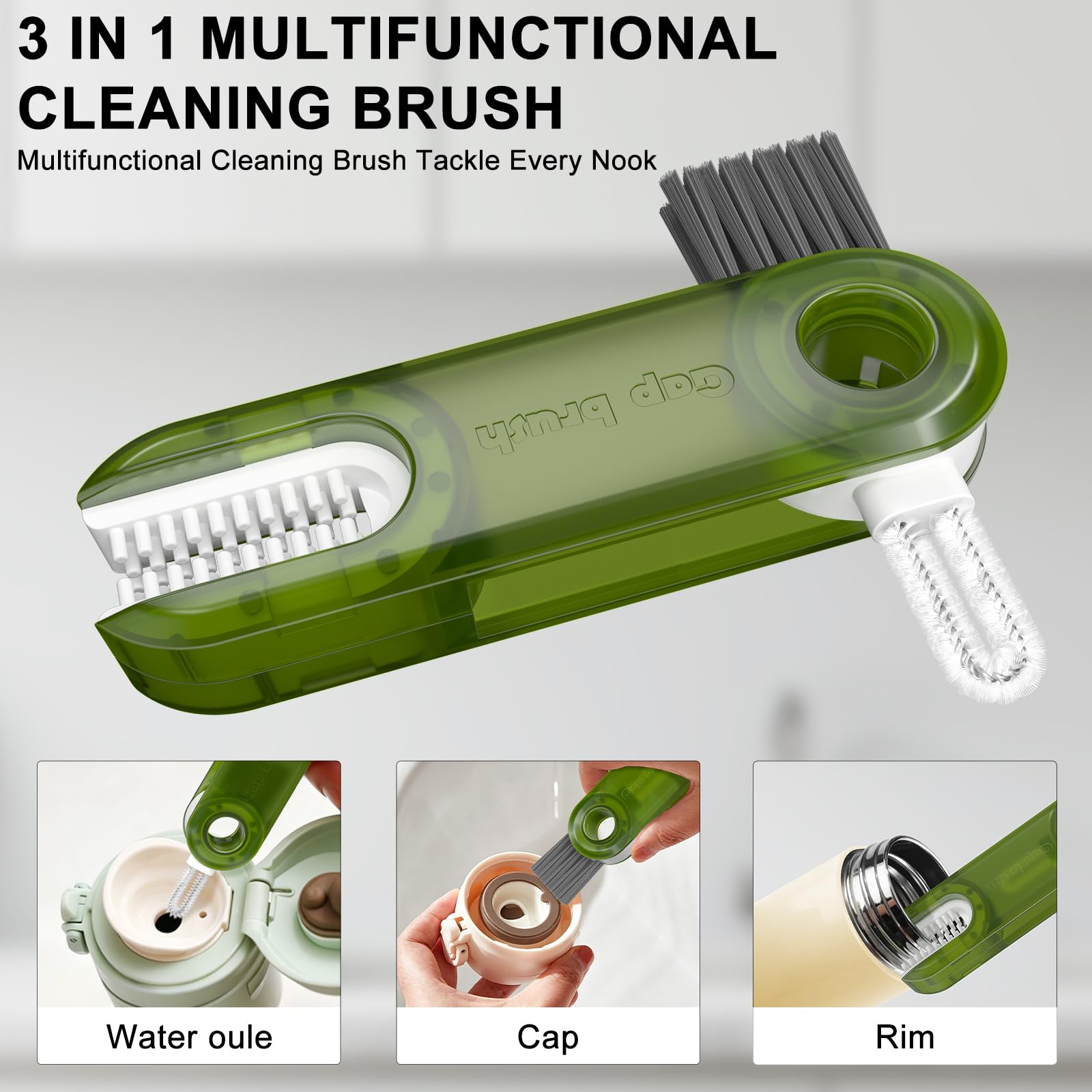 3-in-1-Reinigungsbürsten-Set, multifunktionale Flaschenreinigungswerkzeuge, Mehrzweck-Getränkehalter-Reiniger, Heimküchen-Fugendüse