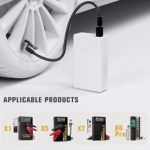 Miniatura 2 de VTOMAN Adaptador de manguera de inflador de aire para compresores de aire X1, X5, X6Pro, X7, tubo de portabrocas de neumático de bloqueo de 19.68