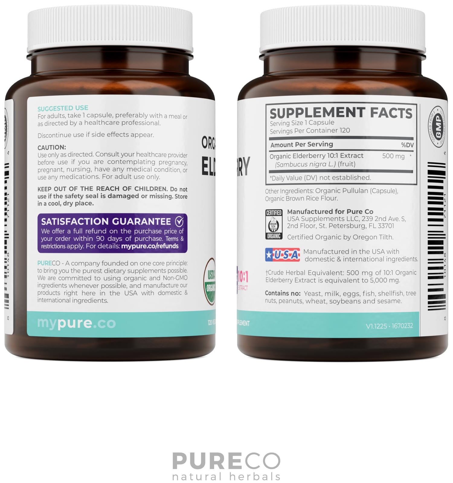 USDA Organic Elderberry Capsules - 500mg 10:1 Sambucus Black Elderberry Extract Per 1 Capsule Serving for Daily & Seasonal Wellness & Immune Support - Vegan Non-GMO & Lab Verified (4 Month Supply) — Amazon image 7