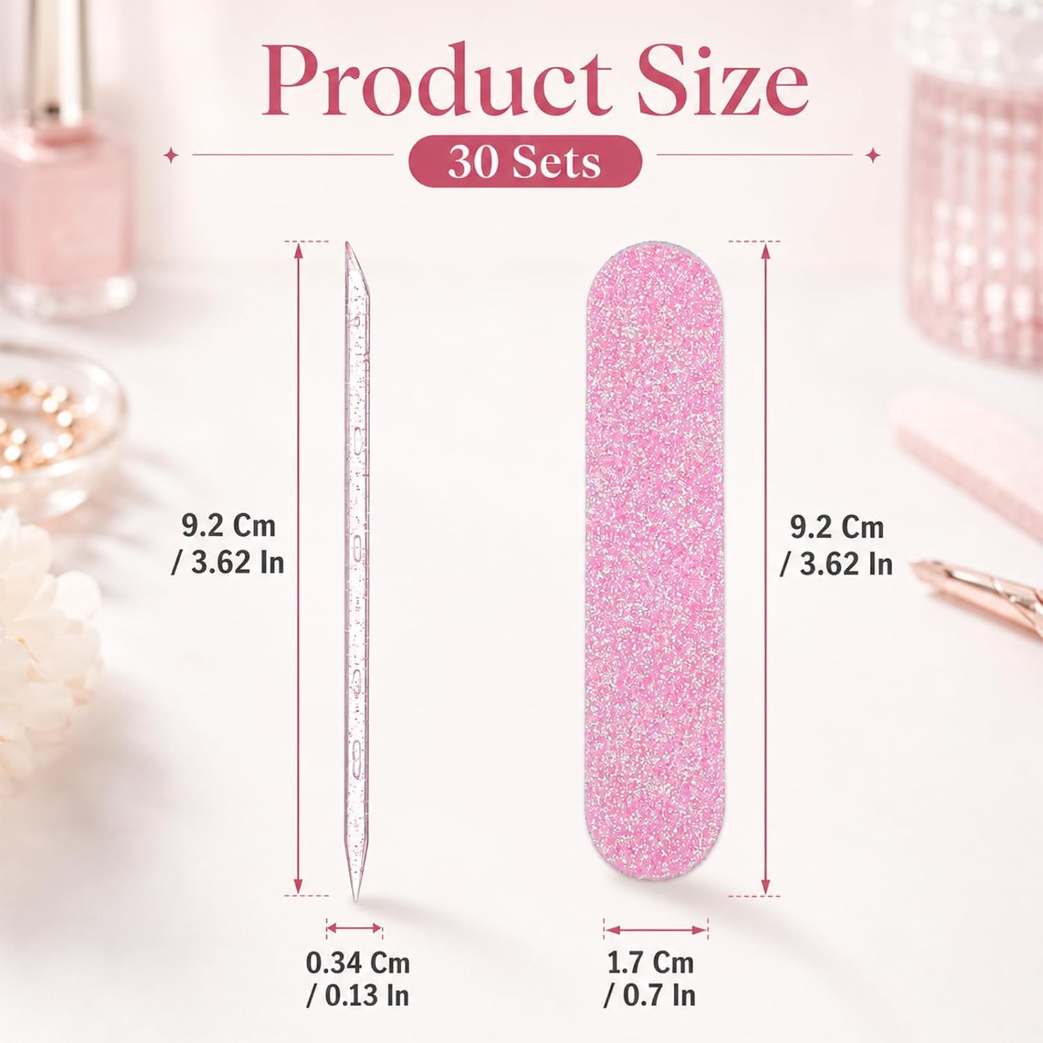 30 Sets Disposable Manicure Kit Mini Nail File Buffer Resin Stick