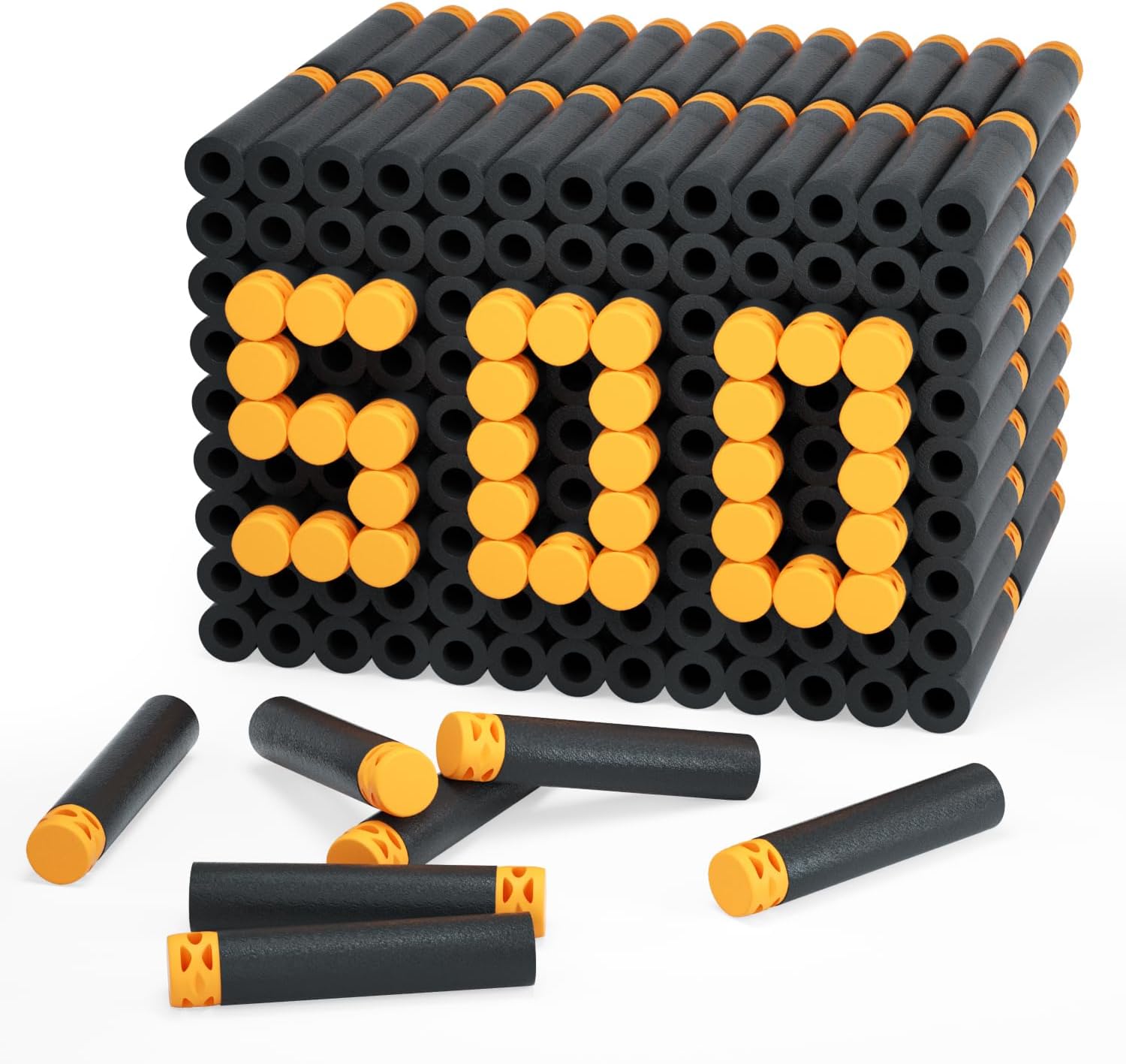 EKIND 500 Pcs Waffles Darts Refill Pack Foam Bullet Compatible for NERF N-Strike Series Blaster (Black)