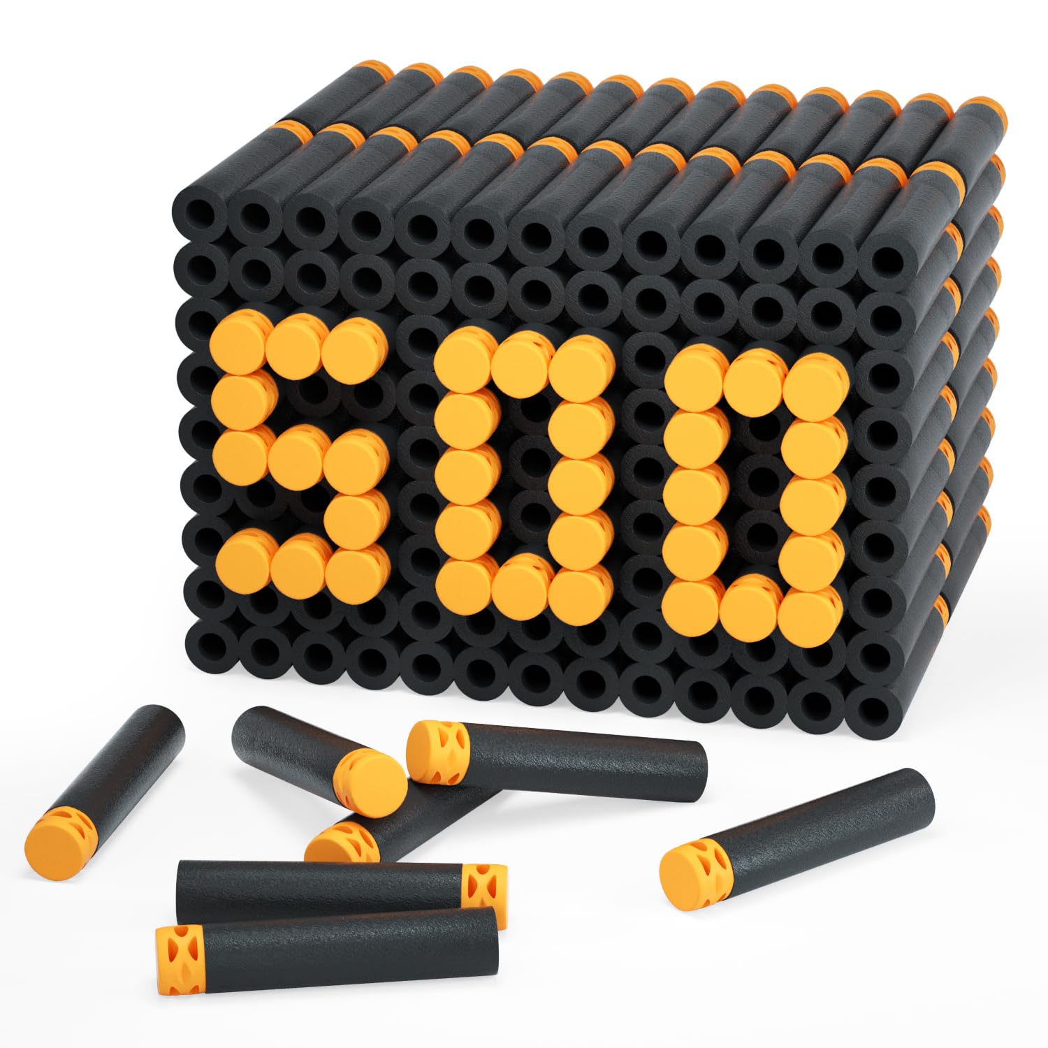 EKIND500 Pcs Waffles Darts Refill Pack Foam Bullet Compatible for NERF N-Strike Series Blaster (Black)