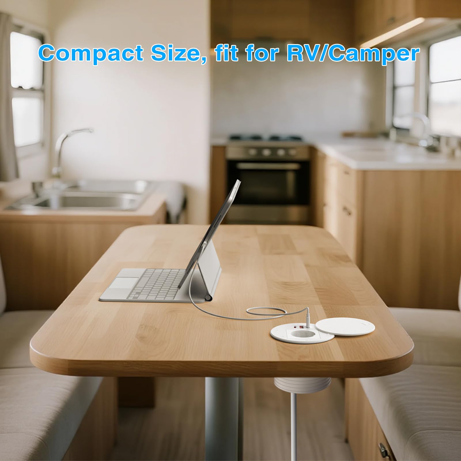 Alpheus Enchufe Empotrable de Mesa con USB-C PD 35W y Tapa, Blanco