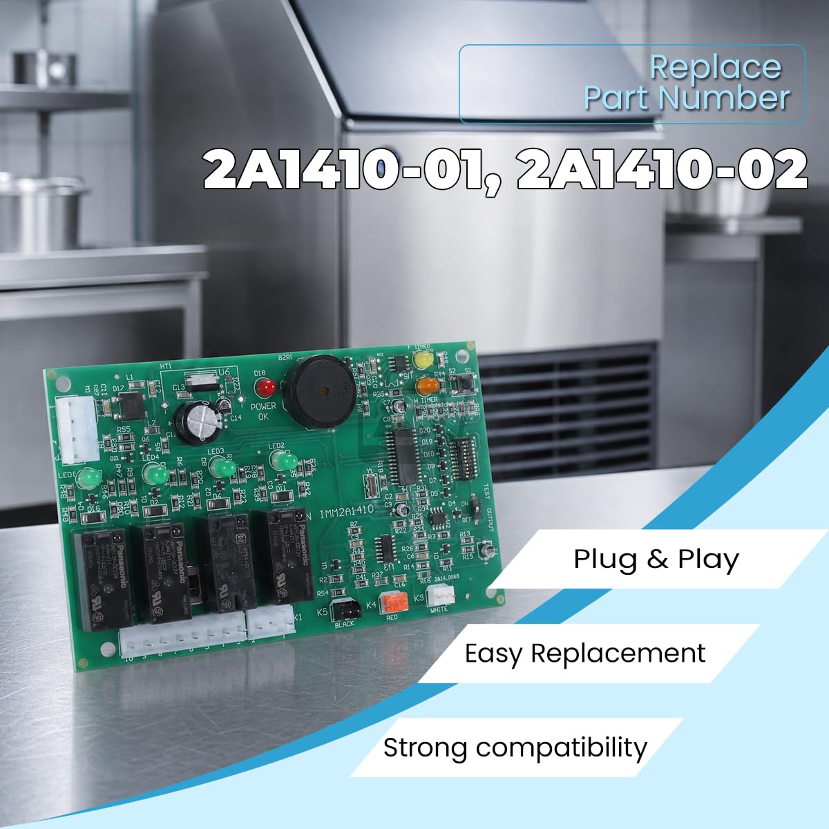 2A1410-01 2A1410-02 Ice Maker Control Board Replacement for Hoshizaki Ice Machines – Compatible with KM250, KM450, KM500, KM600, KM1200, KM1300,KM1600