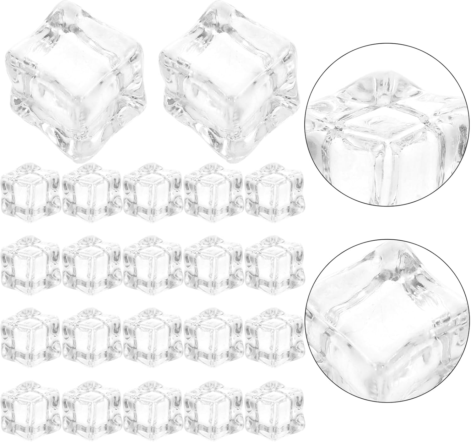 ARTIBETTER 130pcs Artificial Ice Cubes 18mm Acrylic Vase Fillers Fake Cube Ice for Wedding Party Table Scatter Drinks Decoration Photography Props