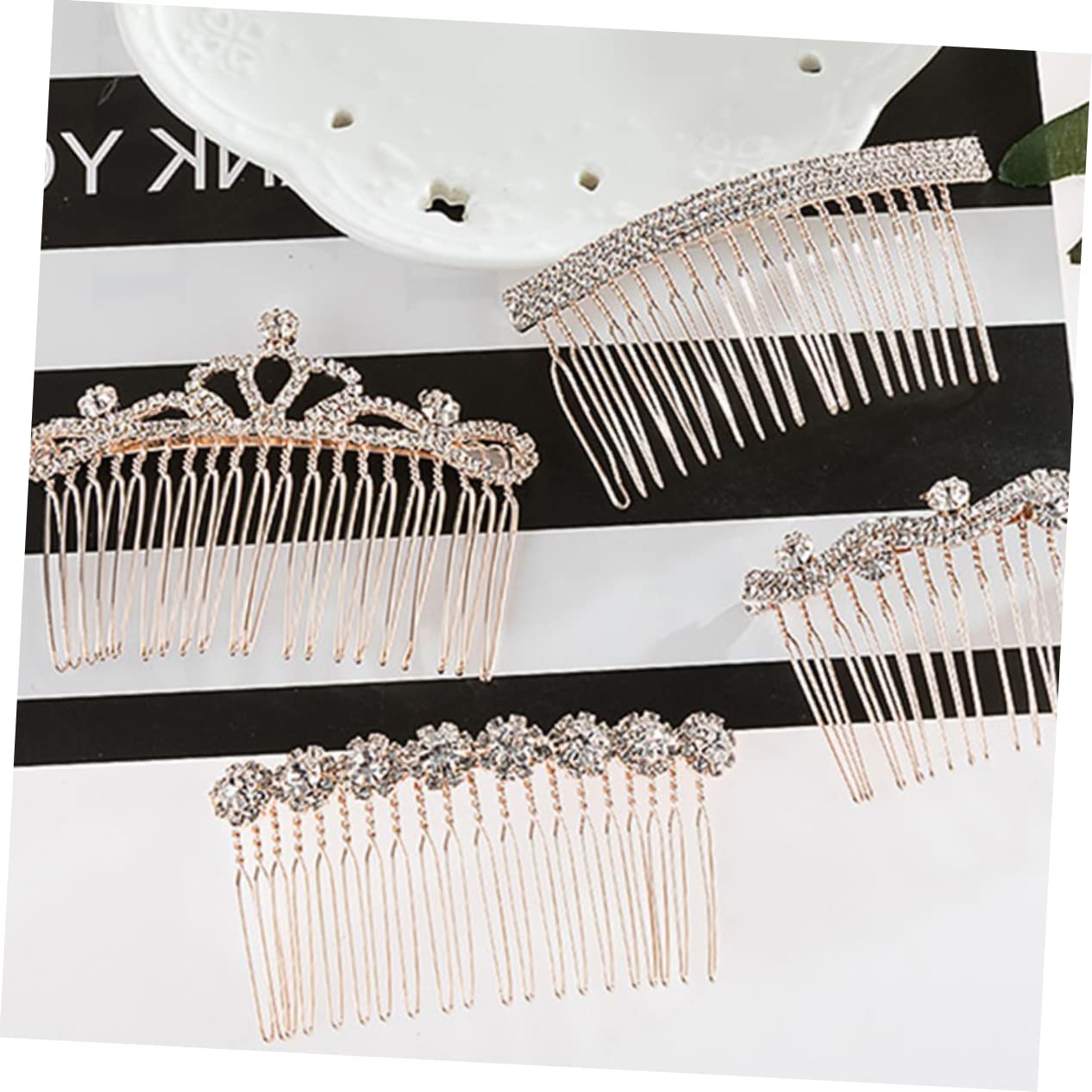 FRCOLOR 12 Stk silberne Tiara Haarspange Hochzeitsschleier Goldrand Haarnadeln mit Strasssteinen hochzeitsdeko Kamm kreative Kopfbedeckungen Sonnenblume Haarschmuck Südkorea Braut