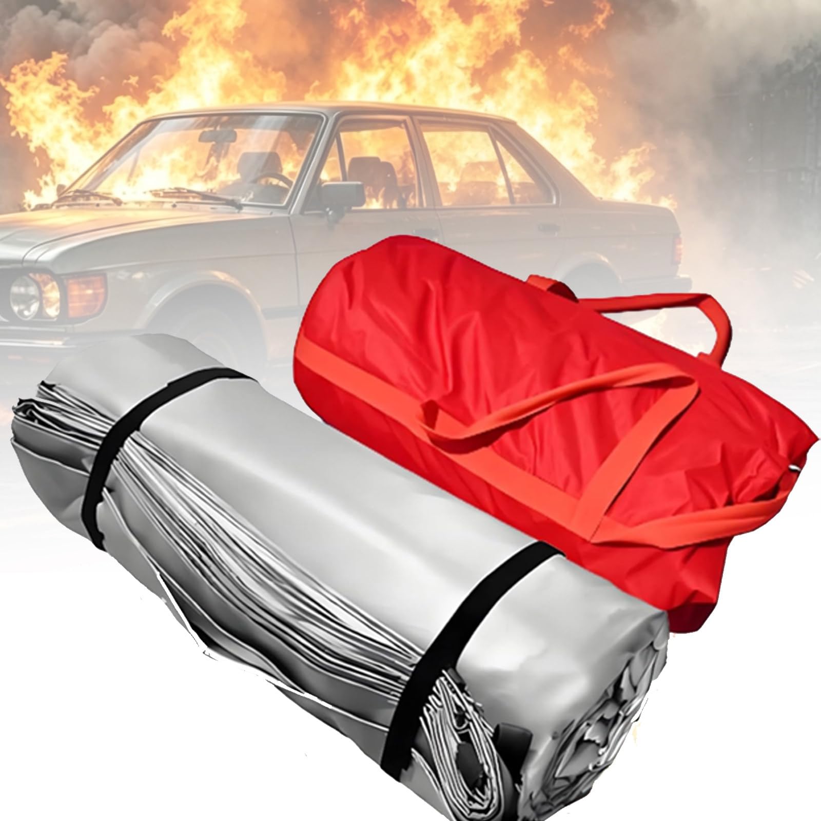 Manta Ignífuga De Emergencia Para Coche, Mantas Extintoras De Primeros Auxilios Para Vehículos Eléctricos/De Combustible, Manta De Refugio Contra Incendios Con Supresión De Llamas 6*6m/19.7*19.7ft