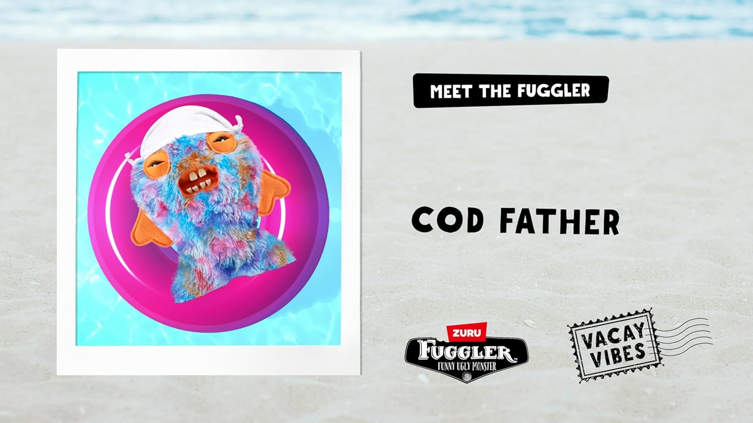Fuggler Vacay Vibes by ZURU, Funny Ugly Monster, Plush, Collectible, Toy (Cod Father - Multi)