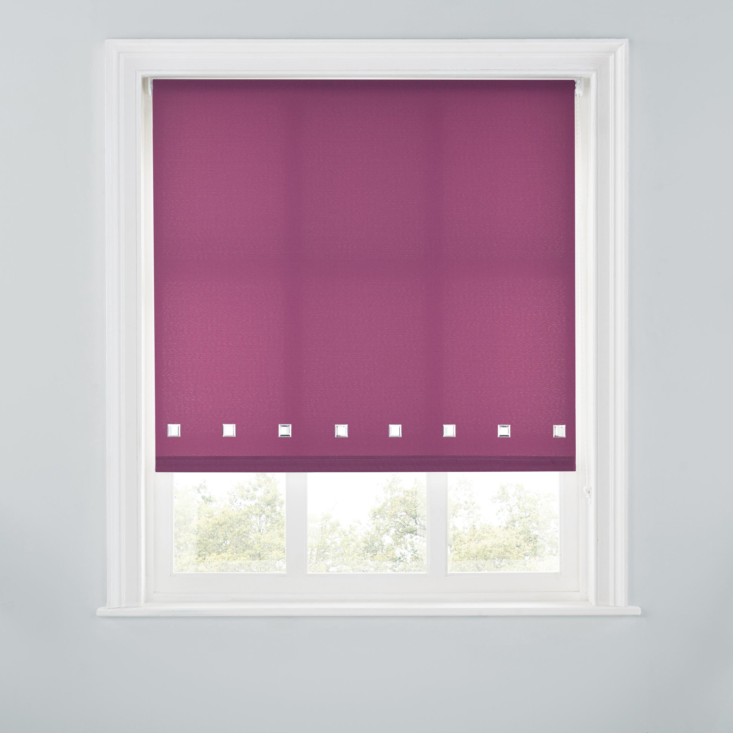 Premium Trimmable Square Eyelet Roller Window Blind – Light Filtering Fabric,Easy Fit,Child Safe Chain for Bedroom,Kitchen,Living Room. 2FT - AUBERGINE - 60cm (W) x 170cm (L) | 23.6" (W) x 66.9" (L)
