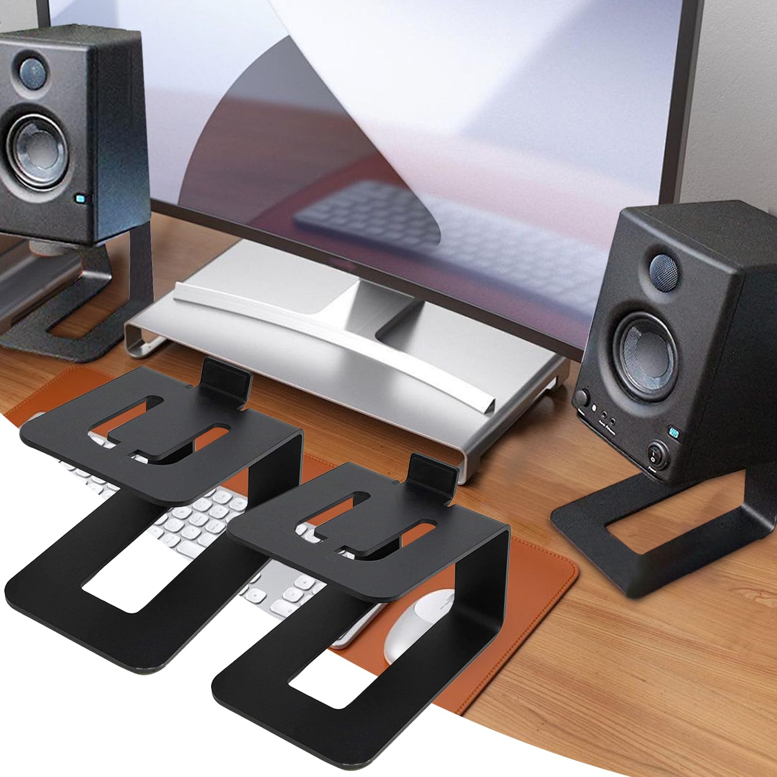 Stands Monitor Heavy-Duty, Studio Monitor Riser, Vibration-Proof Speaker Stands, Bookshelf Speakers, Studio Monitor Stand, Computer Gaming Desk Speaker Stand for Studio, 22x16x14cm/8.66x6.3x5.51 inch