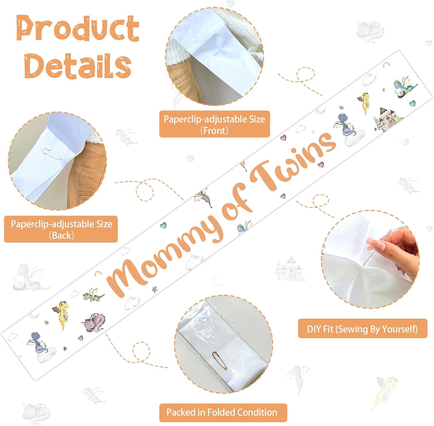 Dragon Twins Baby Shower Decorations Dragon Mommy of Twins Sash Gifts for Mom-to-Be Baby Shower Gender Reveal Pregnancy Announcement Party Supplies Favors