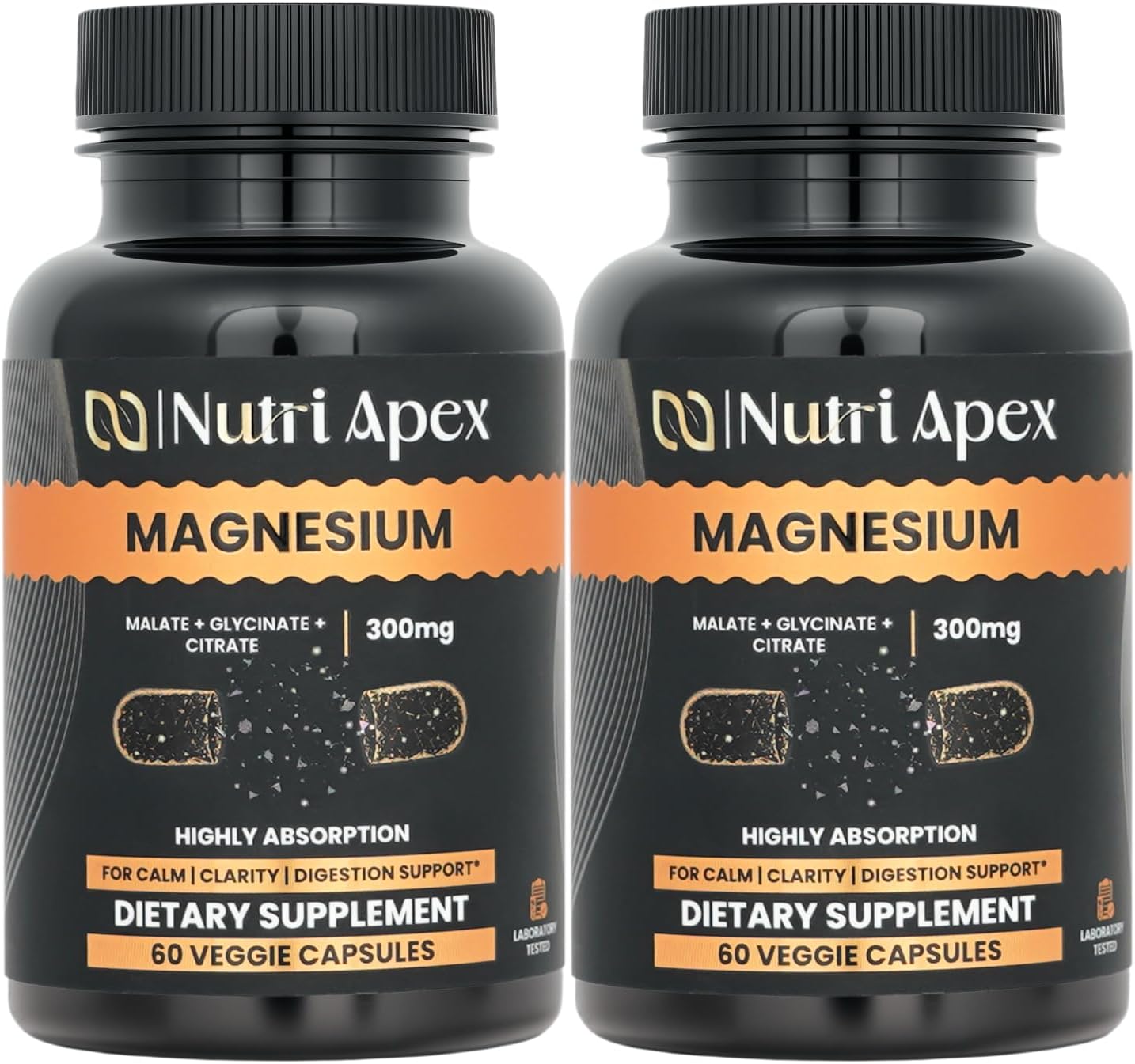 Magnesium Complex 300mg – Malate, Glycinate & Citrate – 60 Veggie Capsules | Muscle Relaxation, Sleep, Energy, Mood & Heart Support | Made in USA (120 Count (Pack of 2))