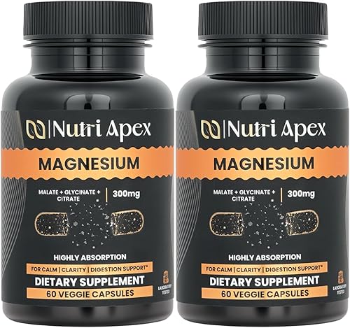 Miniatura 10 de Complejo de magnesio de 300 mg – Malato, glicinato y citrato – 60 cápsulas vegetales | Relajación muscular, sueño, energía, estado de ánimo y apoyo