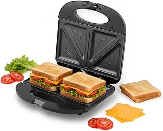 ITALIA Premium 750W Electric Sandwich Maker | Non-Stick 2-Slice Triangle Toaster | Compact Breakfast Press with Cool Touch... Price In India