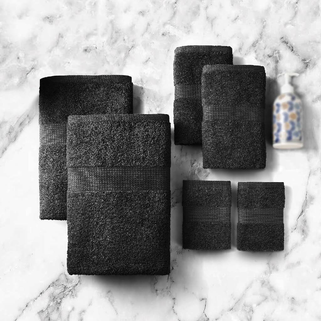 6 Piece Towel Set Bathroom Bath Towel Set Cotton