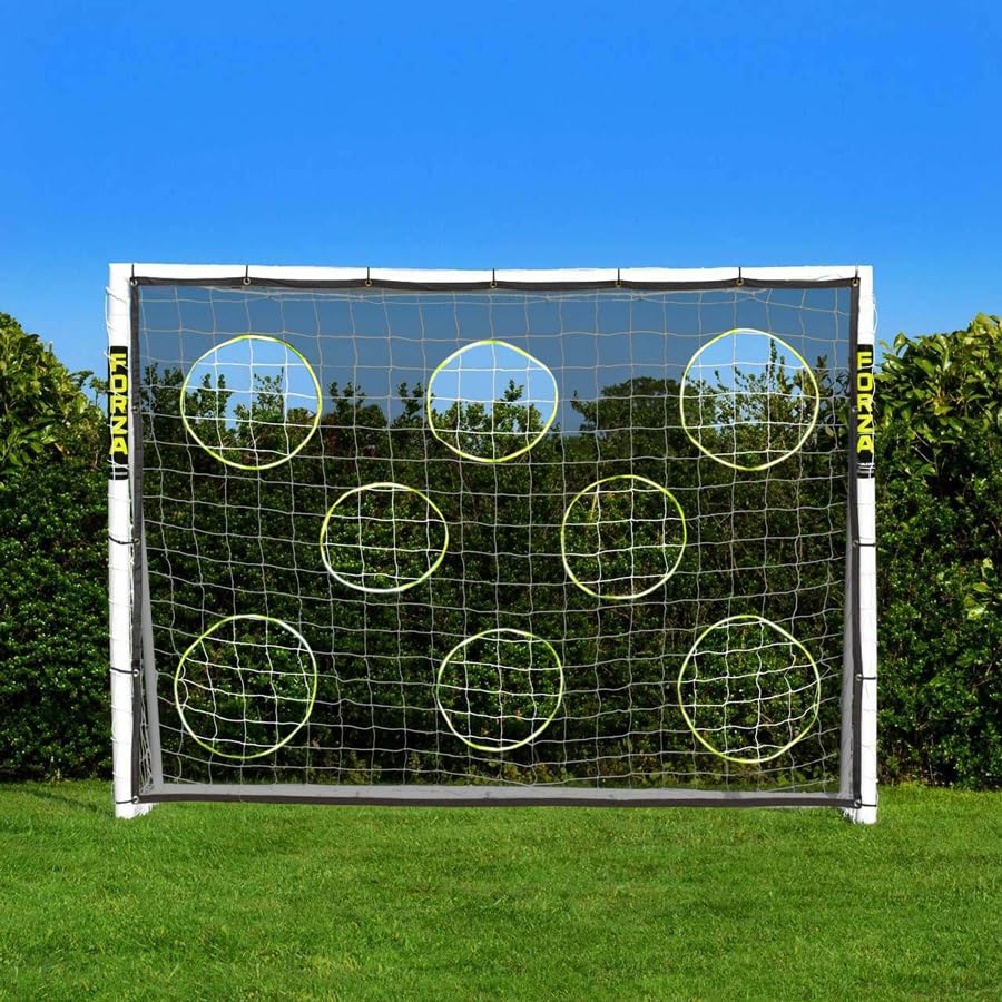 FORZA 8ft x 6ft Football Goal | All Weather uPVC Frame and Durable Net β Optional Target Sheet, Football & Carry Bag - Ideal for Home Gardens & Clubs (Goal and Target Sheet)