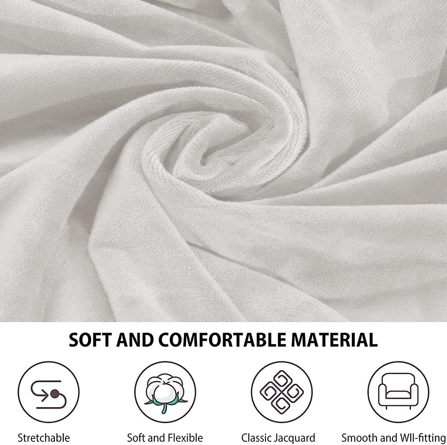 Velvet Office Chair Cover with Arm Covers - Stretch Computer Desk Chair Cover for Universal Boss Swivel and Gaming Chairs (Large, White)