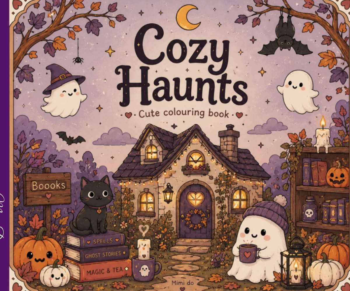 Cozy Haunts: Cute colouring book