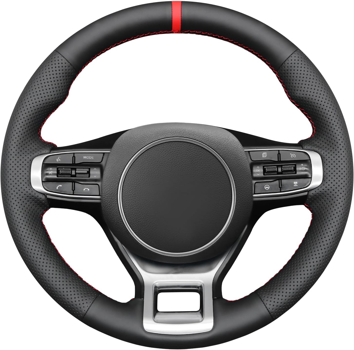 MEWANT Hand Stitch Steering Wheel Cover Wrap for Kia Sportage 2022-2023 / K5 (GT/GT-Line) 2021-2022 Steering Wheel Accessories for Kia Sportage K5(for O-Shape)