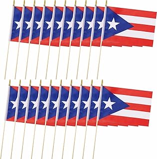 20 Pack Puerto Rico Flags Puerto Rican Stick Flag Small Mini Handheld Flags for Decorations,（ 5 × 8inches）, essential for parties and celebrations