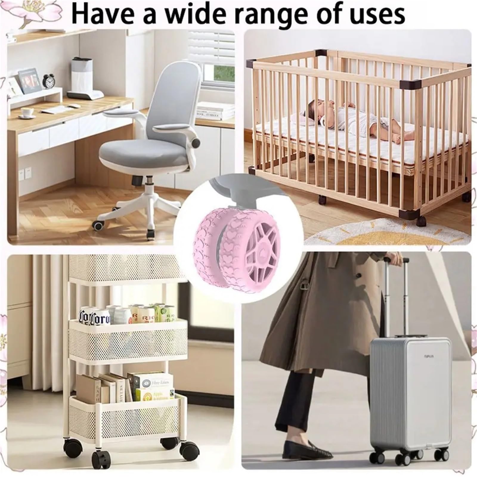 Funda protectora de silicona para ruedas de equipaje, antideslizante, reduce el ruido, anillos de protección de ruedas, absorción de golpes, antideslizante, rollo silencioso, cojín de choque