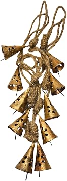 Rusty Harmony Cow Bells 10 Pieces - Vintage Handmade Rustic Lucky Christmas Hanging 2 Inch Bells Cone Shape