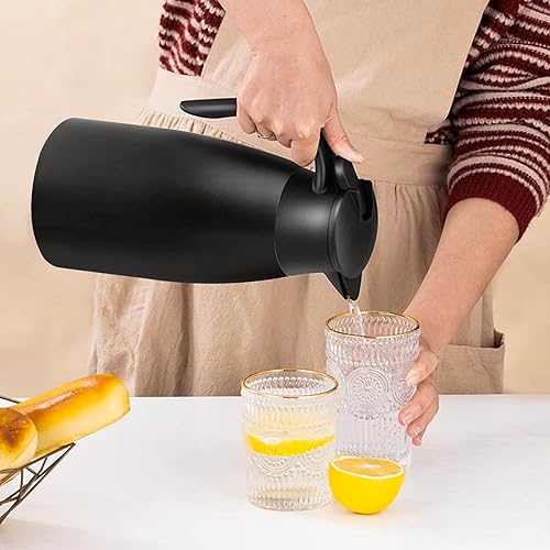 Miniatura 7 de 1 jarra térmica de café de 68 onzas, jarra de café aislada de acero inoxidable de doble pared al vacío con cepillos termo para mantener el café