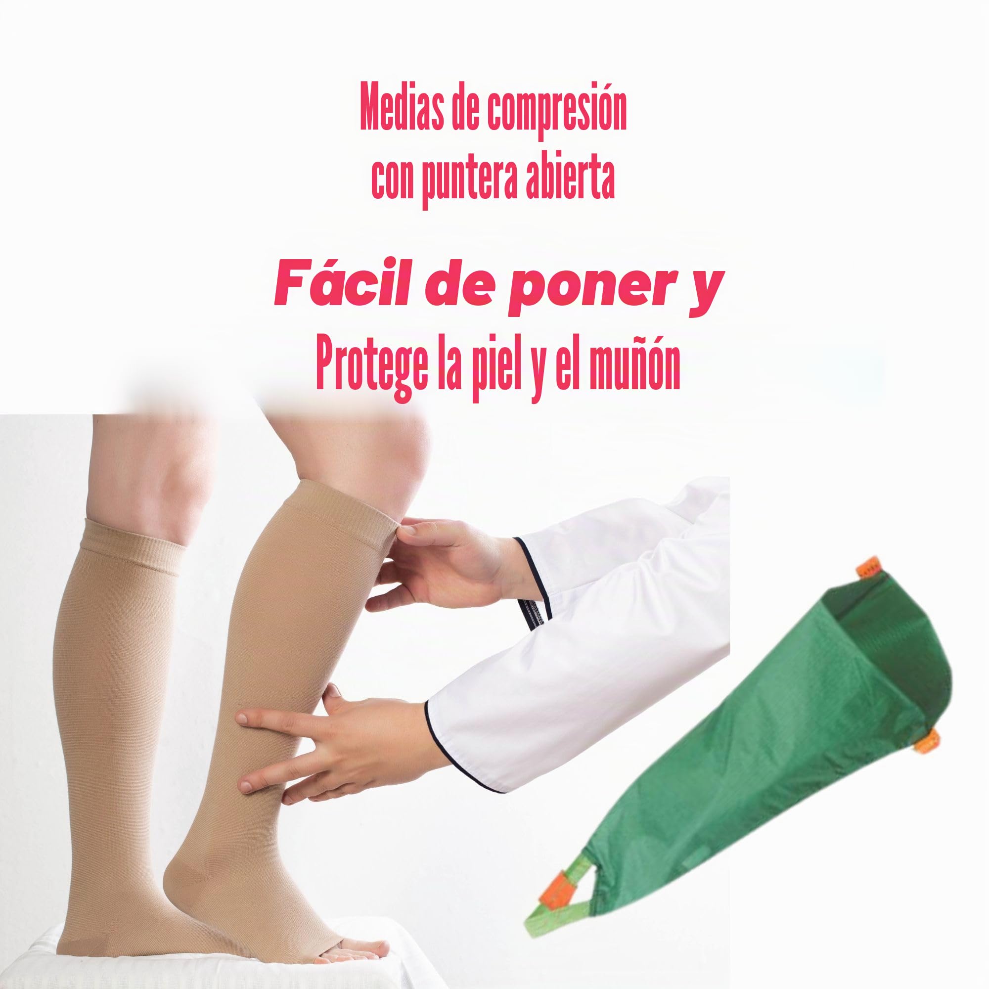 Arion Easy Slide tirador de medias & Olanmarp detergente fino para medias de compresión 50 ml -Fácil de poner y cuidar (Número de calzado : de 42, punta abierta)