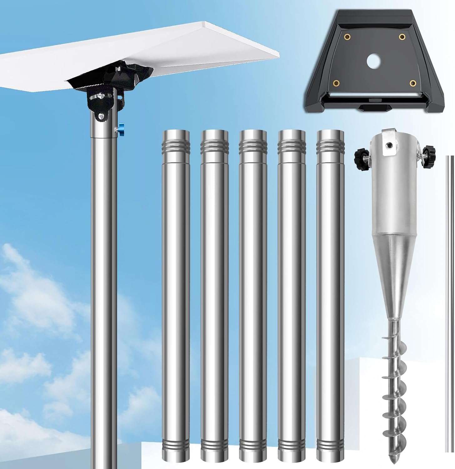 Starlink 4/4X/Gen 3 Halterung - Merkmale: 3.8 cm Halterung Masthalterung, Durchmesser Standard Kit Starlink Mountt, Starlink Halterung Boden Wiese, Bodenanker ohne Graben