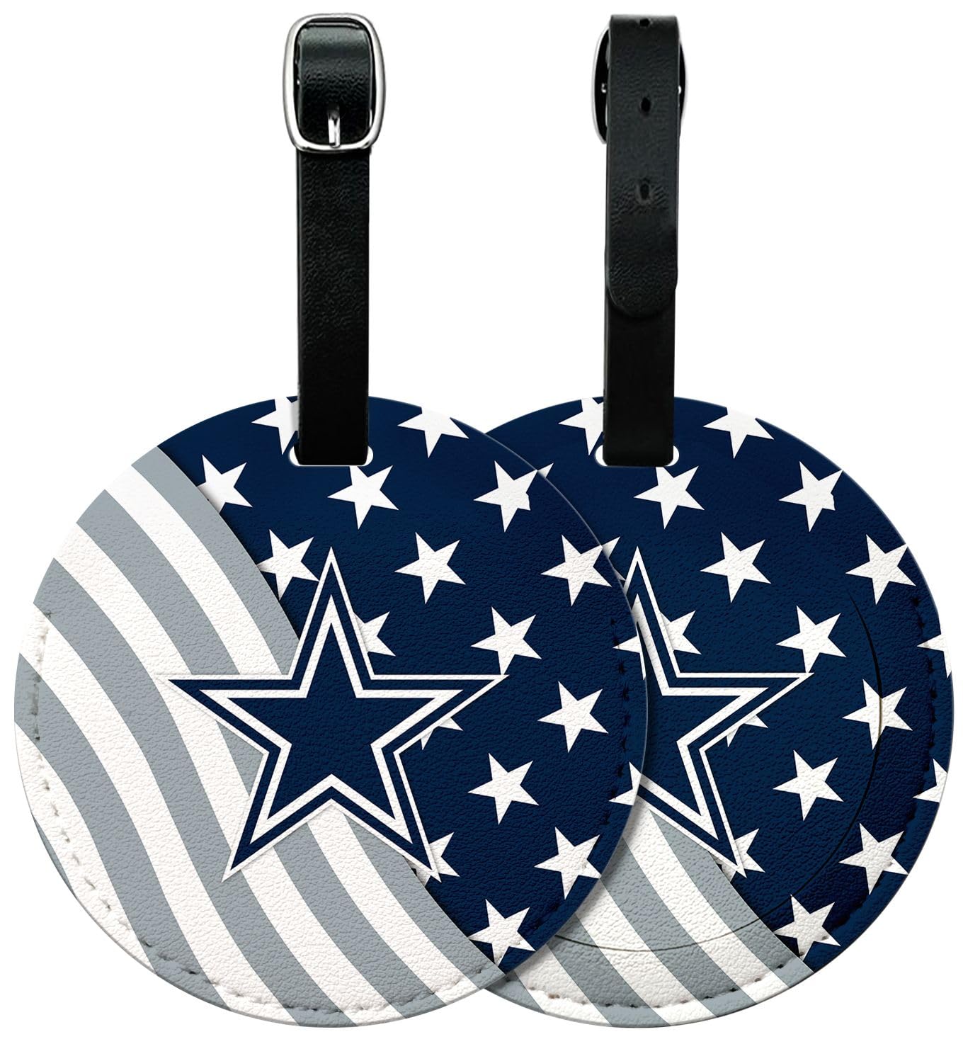 FKHGY - 2 Pack Leather Football Sport Fan Luggage Tag for Suitcase，Double-Sided Pattern Blue Design Travel Suitcase Tag with Privacy Flap Address