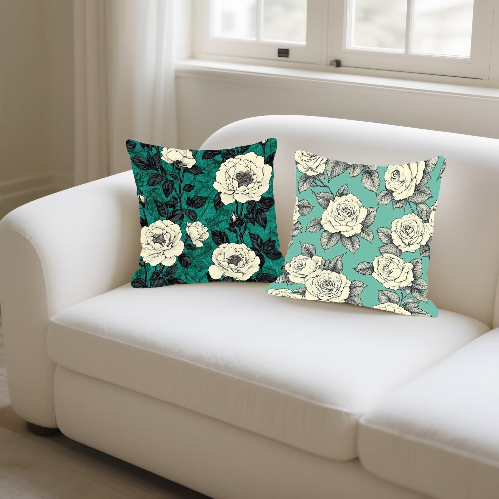 Federe Cuscini Divano 40x40cm, Federa Cuscino Grigio Fiori Quadrati Copricuscini Super Morbido Copri Cuscini Per Divano, Cuscino Decorativo da Esterno Giardini, Per Soggiorno Camera Divani Sedie P-314