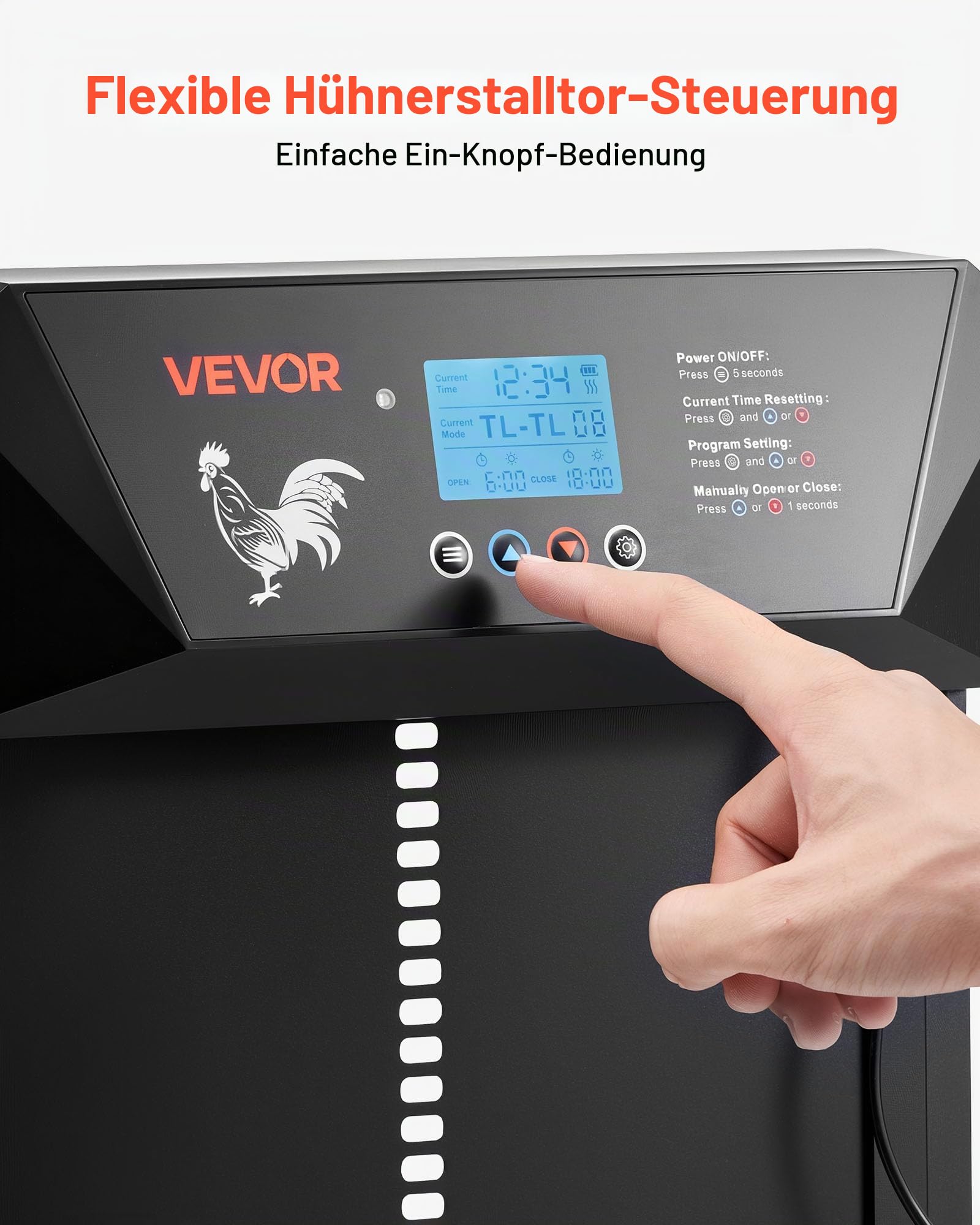VEVOR Hühnerklappe Hühnertür Hühnerstalltür Lichtsensor 405x305x68mm