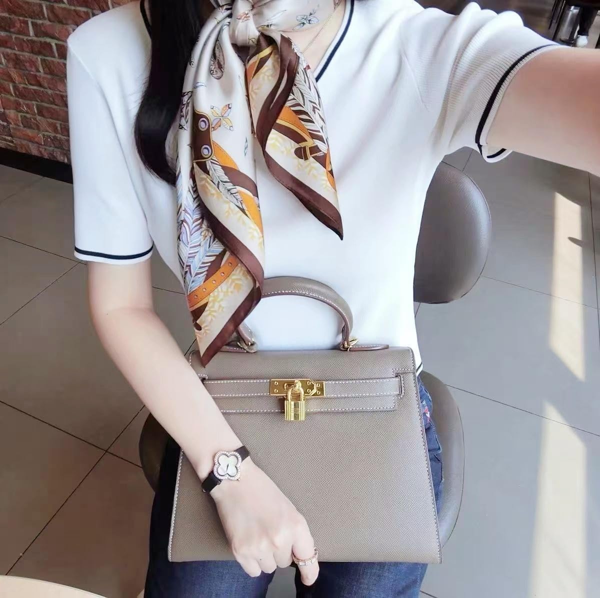 Hexchasty Head Hair Scarf Satin Silk Feeling Scarves for Women Lightweight Fashion Bag Purse Scarf for Handbags Accessories - Image 3