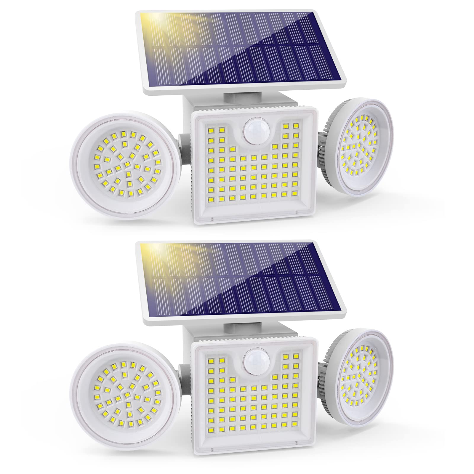 Solar Lights Outdoor,WIND STAR Solar Motion Sensor Lights IP65 Waterproof Solar Flood Light with 3 Adjustable Heads Luces Solares para Exteriores for Front Door Patio Garden Garage-2Pack…
