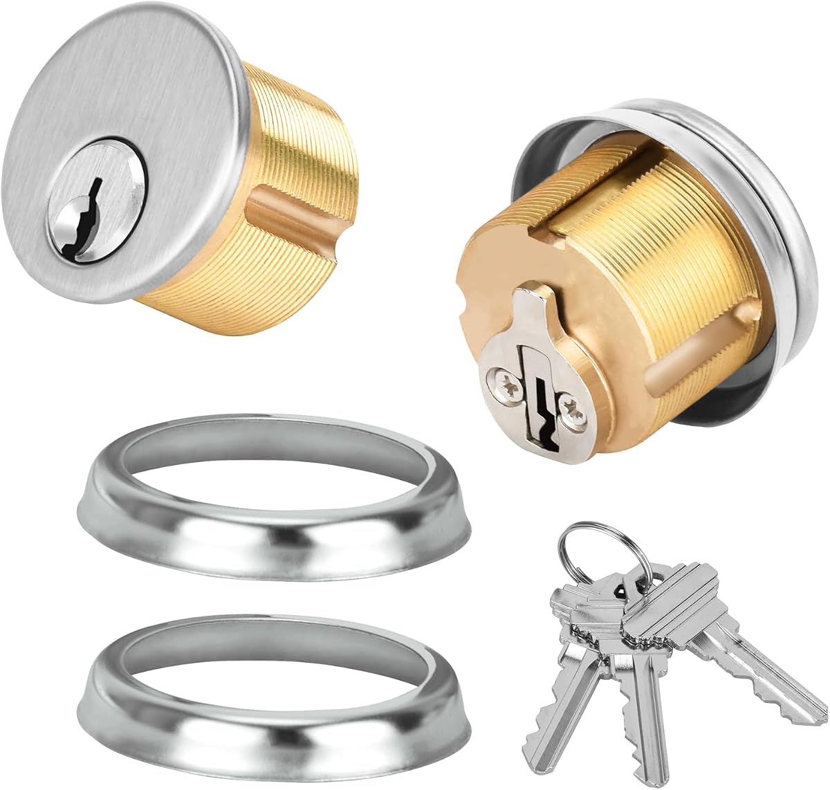 Commercial Mortise Lock Cylinder, Silver | fits Adams Rite, Kawneer, Vistawall & Most other Storefront Door, 1-inch length and 1-5/32 inch diameter