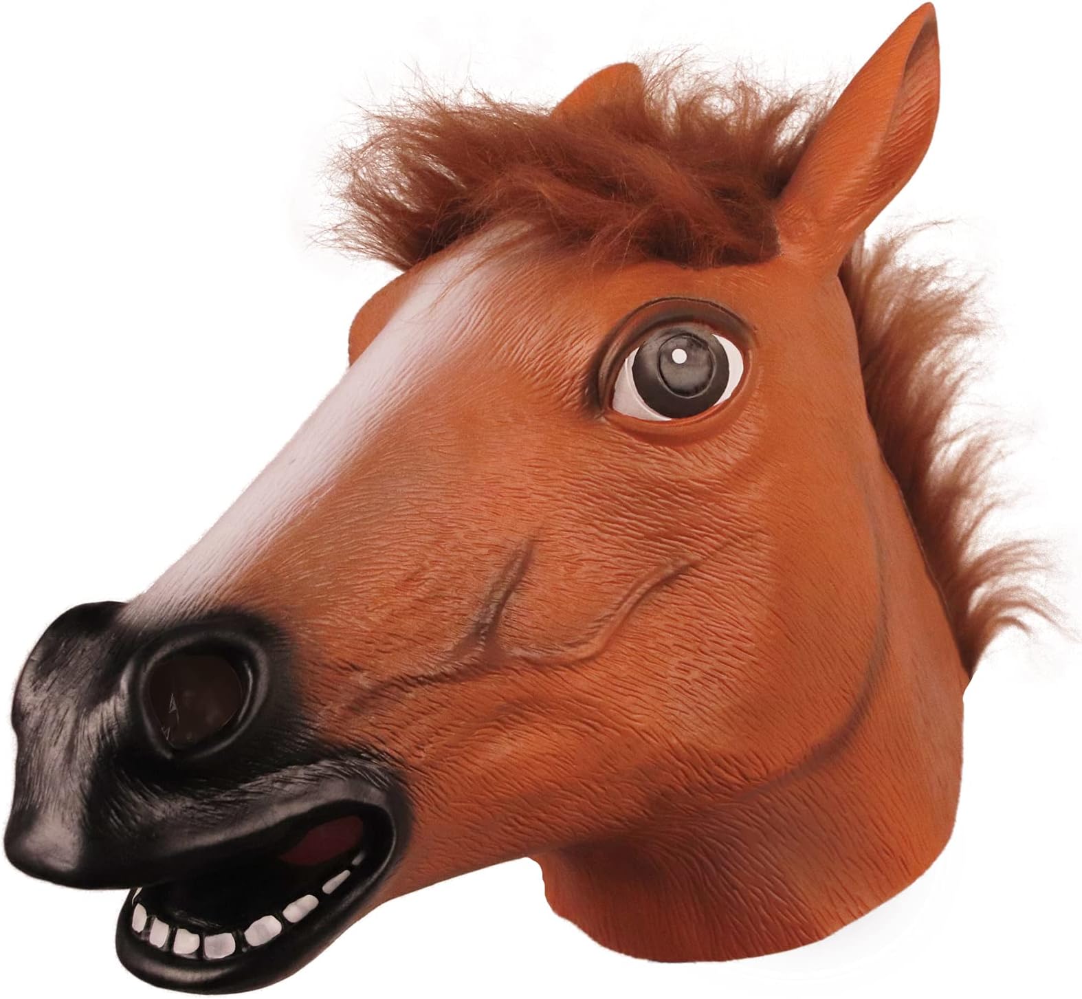 Horse Head Mask for Adult, Brown Horse Head Latex Animal Mask, Novelty Halloween Costume for Masquerade Party.