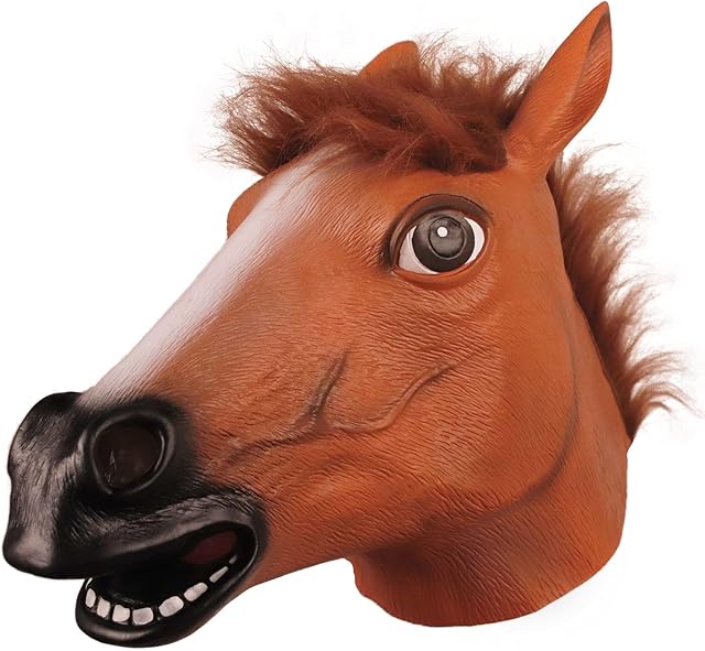molezu Horse Mask, Funny Horse Head Mask, Creepy Horse Mask, Animal Mask Novelty Halloween Costumes, Brown Horse for Adult and Kids