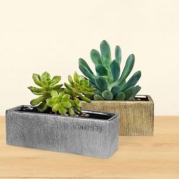 Amazon.co.jp: WGVI ロング長方形セラミックプランター花瓶 シルバー